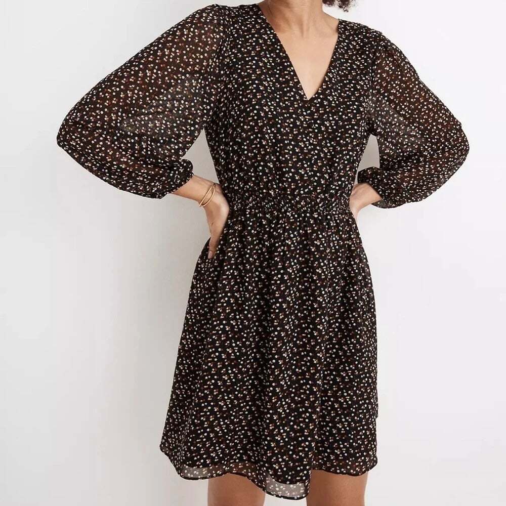 Madewell (Re)sourced Georgette Button-Front Mini Dress Small Adorable Ditsy